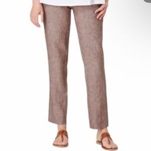NWT J JILL love linen beechnut brown linen pants size small minimal neutral